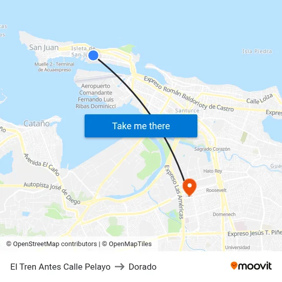 El Tren Antes Calle Pelayo to Dorado map