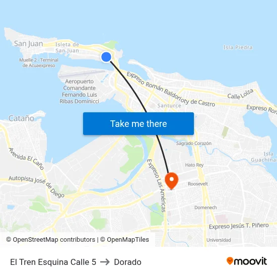 El Tren Esquina Calle 5 to Dorado map