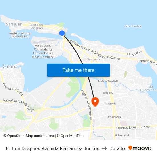 El Tren Despues Avenida Fernandez Juncos to Dorado map