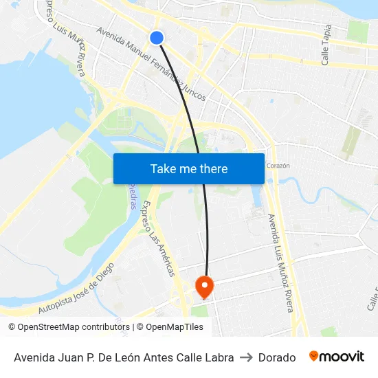 Avenida Juan P. De León Antes Calle Labra to Dorado map