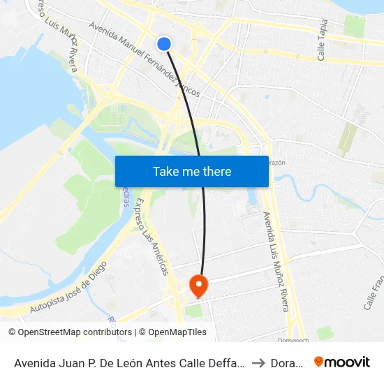 Avenida Juan P. De León Antes Calle Deffaut to Dorado map