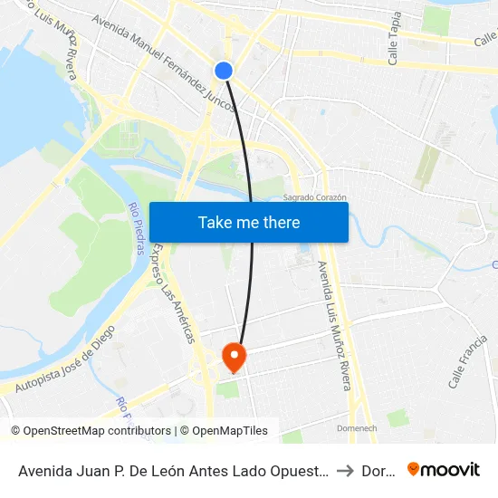 Avenida Juan P. De León Antes Lado Opuesto Calle Llovera to Dorado map