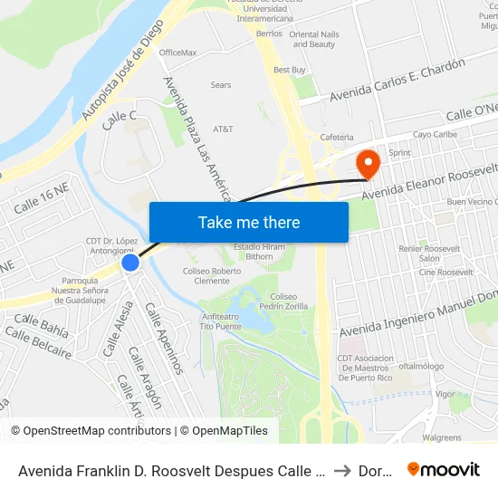 Avenida Franklin D. Roosvelt Despues Calle Andalucia to Dorado map