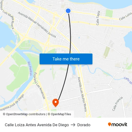 Calle Loiza Antes Avenida De Diego to Dorado map
