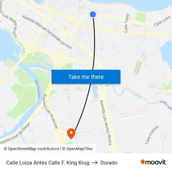 Calle Loiza Antes Calle F. King Krug to Dorado map
