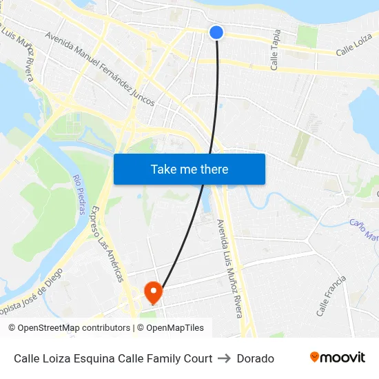 Calle Loiza Esquina Calle Family Court to Dorado map
