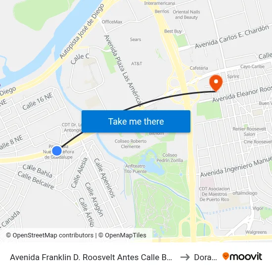 Avenida Franklin D. Roosvelt Antes Calle Baleares to Dorado map