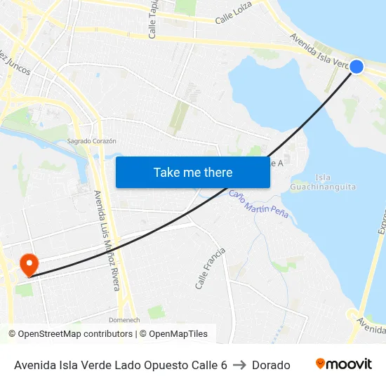 Avenida Isla Verde Lado Opuesto Calle 6 to Dorado map