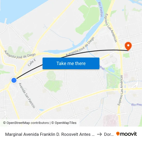 Marginal Avenida Franklin D. Roosvelt Antes Avenida San Patricio to Dorado map