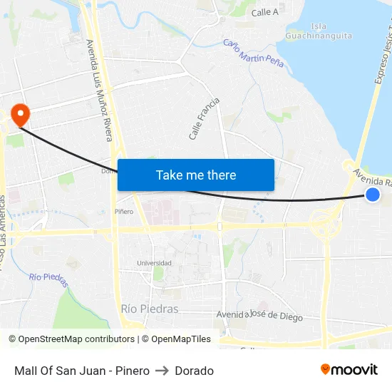 Mall Of San Juan - Pinero to Dorado map