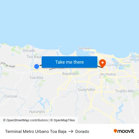 Terminal Metro Urbano Toa Baja to Dorado map
