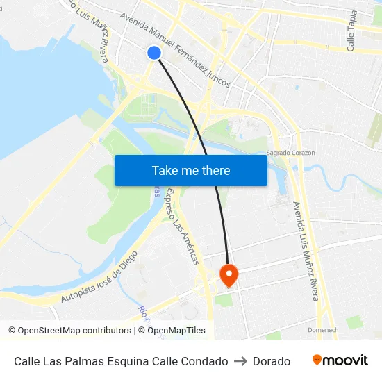 Calle Las Palmas Esquina Calle Condado to Dorado map