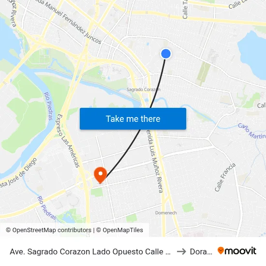 Ave. Sagrado Corazon Lado Opuesto Calle Violeta to Dorado map