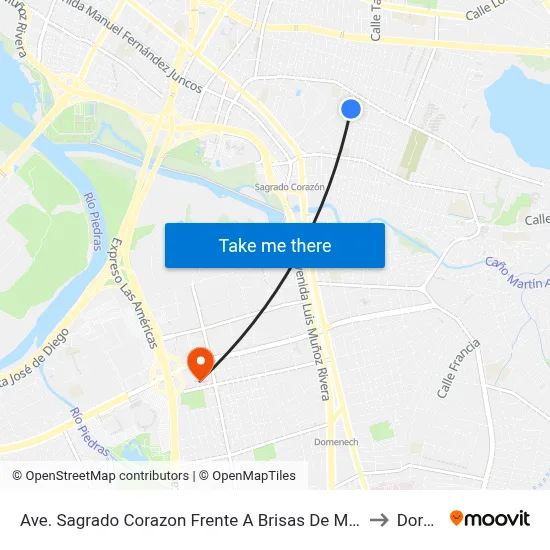 Ave. Sagrado Corazon Frente A Brisas De Monte Flores to Dorado map