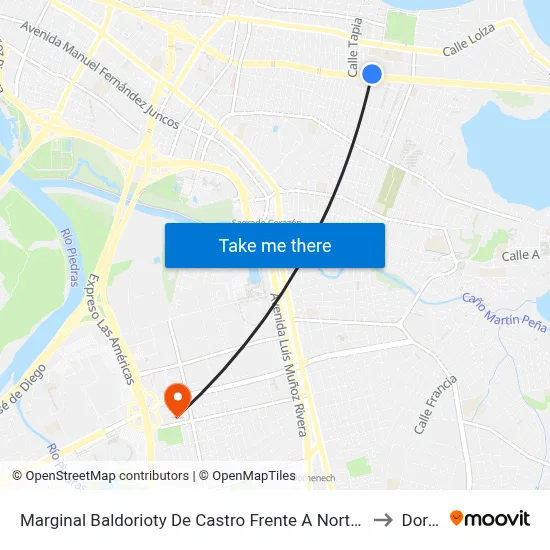 Marginal Baldorioty De Castro Frente A Norte Shopping Center to Dorado map