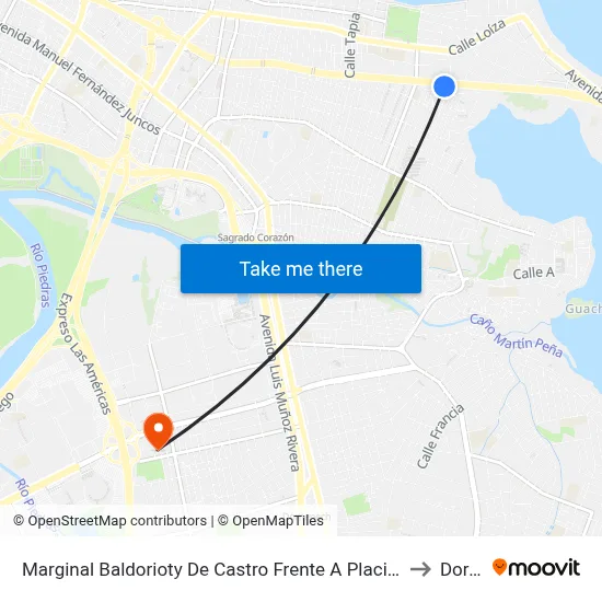 Marginal Baldorioty De Castro Frente A Placita De Los Salseros to Dorado map