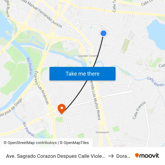 Ave. Sagrado Corazon Despues Calle Violeta to Dorado map