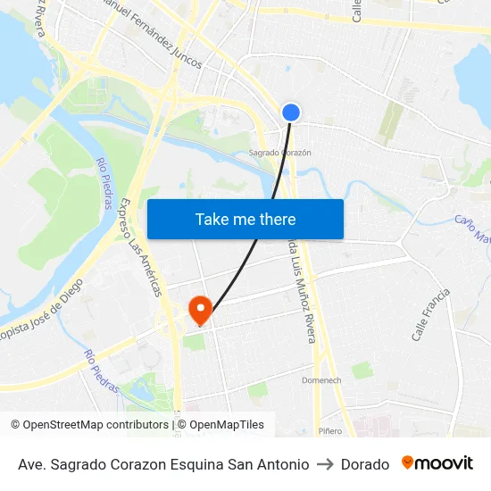 Ave. Sagrado Corazon Esquina San Antonio to Dorado map