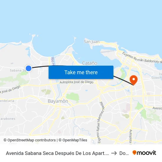 Avenida Sabana Seca Después De Los Apart. Parque De Las Gaviotas to Dorado map