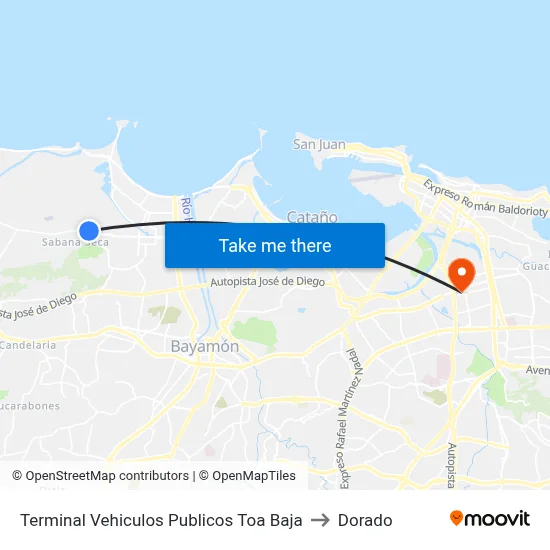 Terminal Vehiculos Publicos Toa Baja to Dorado map
