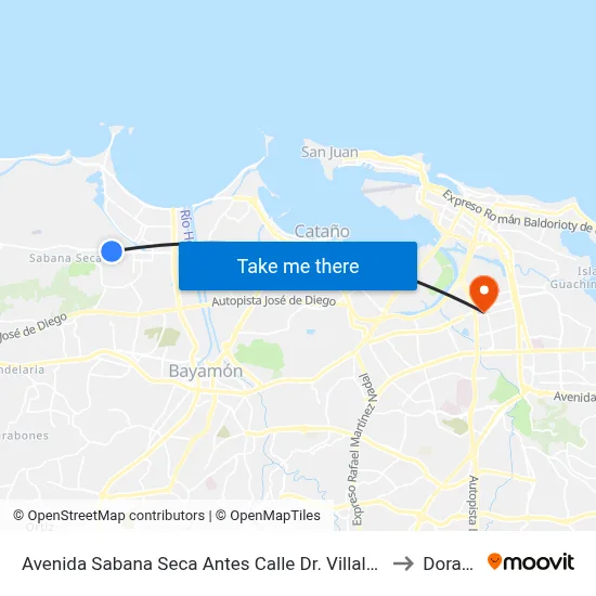 Avenida Sabana Seca Antes Calle Dr. Villalobos to Dorado map