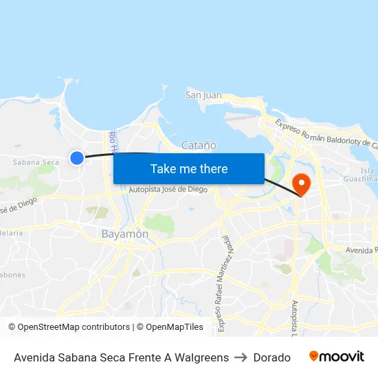 Avenida Sabana Seca Frente A Walgreens to Dorado map