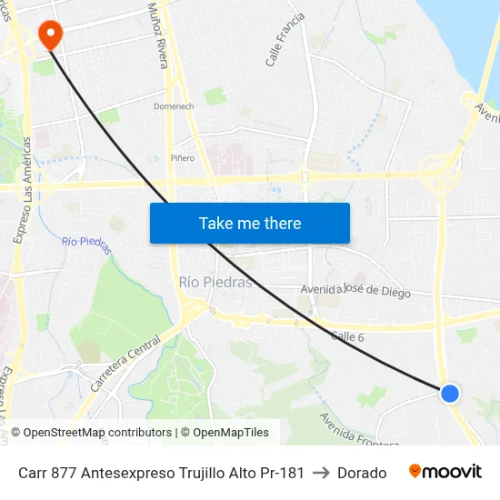 Carr 877 Antesexpreso Trujillo Alto Pr-181 to Dorado map