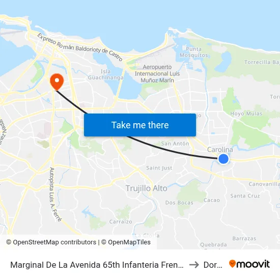 Marginal De La Avenida 65th Infanteria Frente A Walgreens to Dorado map