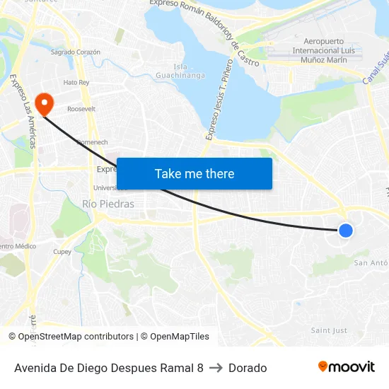 Avenida De Diego Despues Ramal 8 to Dorado map