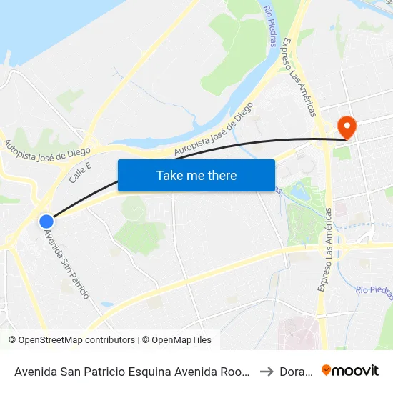 Avenida San Patricio Esquina Avenida Roosevelt to Dorado map
