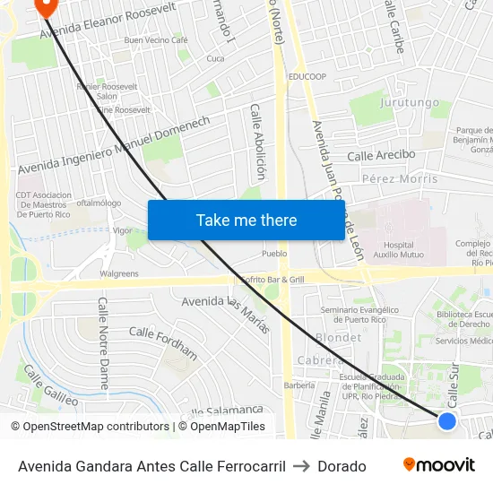 Avenida Gandara Antes Calle Ferrocarril to Dorado map