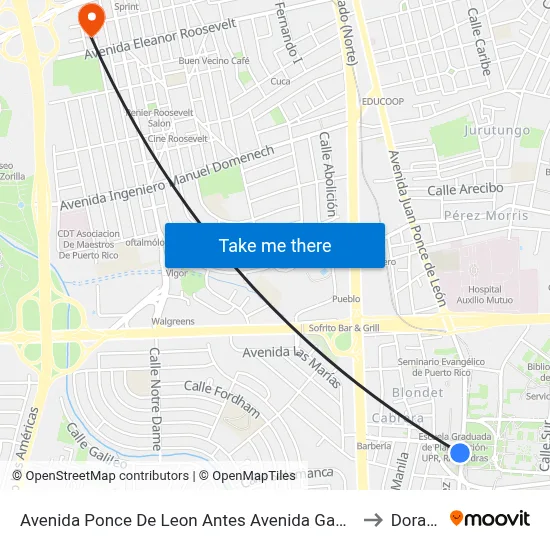 Avenida Ponce De Leon Antes Avenida Gandara to Dorado map