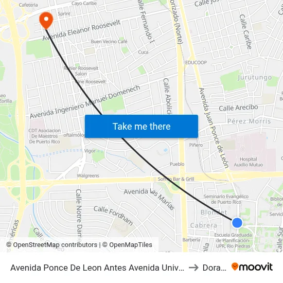 Avenida Ponce De Leon Antes Avenida Universidad to Dorado map