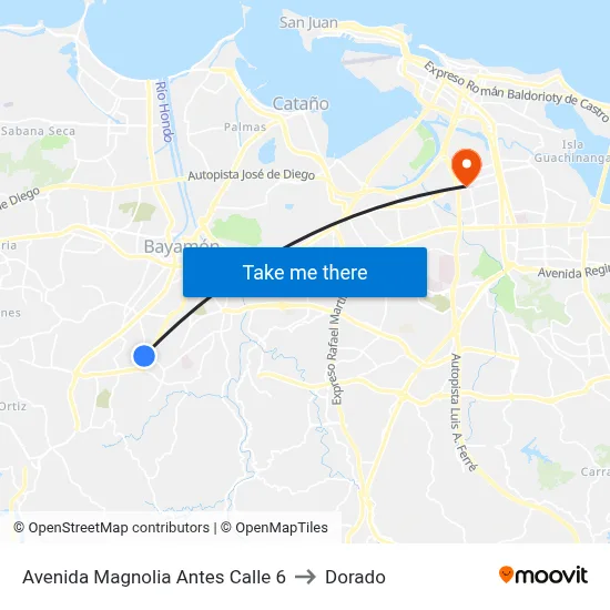 Avenida Magnolia Antes Calle 6 to Dorado map