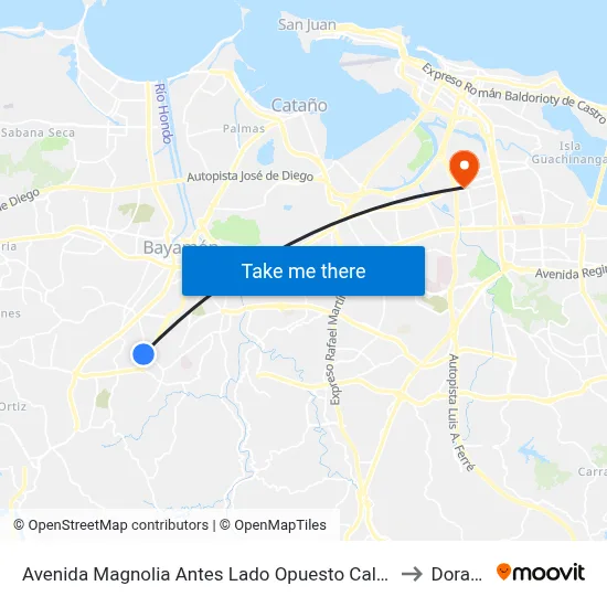 Avenida Magnolia Antes Lado Opuesto Calle 16 to Dorado map