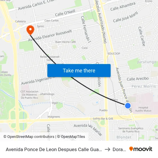 Avenida Ponce De Leon Despues Calle Guarionex to Dorado map