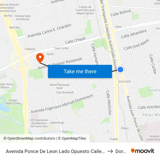 Avenida Ponce De Leon Lado Opuesto Calle Ruiz Belvis to Dorado map