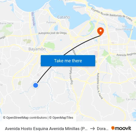 Avenida Hosto Esquina Avenida Minillas (Pr-831) to Dorado map