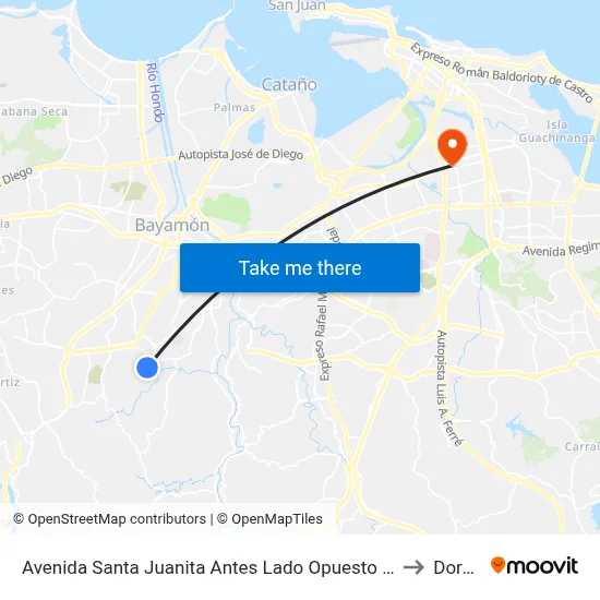 Avenida Santa Juanita Antes Lado Opuesto Calle Elmira to Dorado map