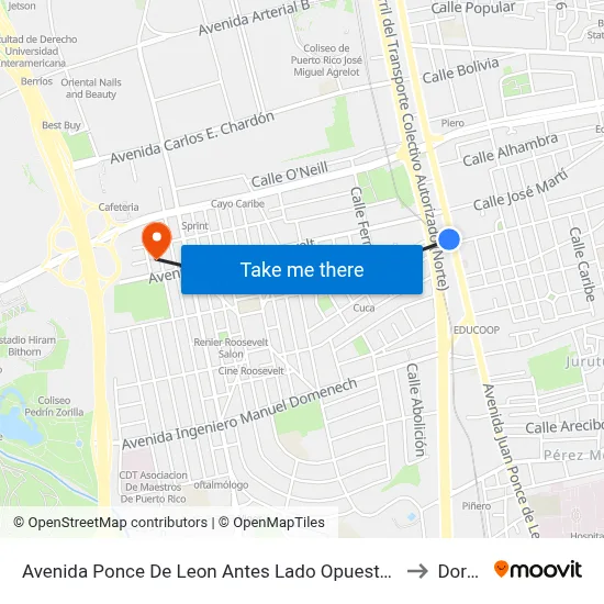 Avenida Ponce De Leon Antes Lado Opuesto Calle Duarte to Dorado map