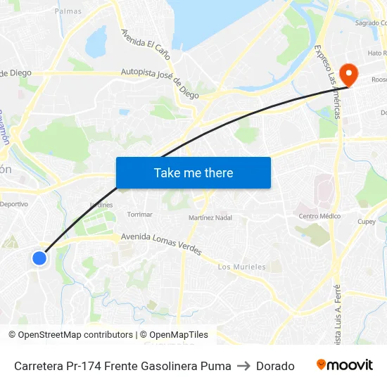 Carretera  Pr-174 Frente Gasolinera Puma to Dorado map