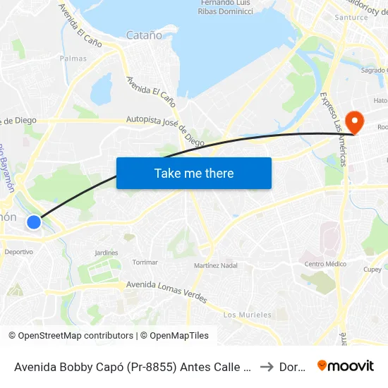 Avenida Bobby Capó (Pr-8855) Antes Calle Las Rosas to Dorado map