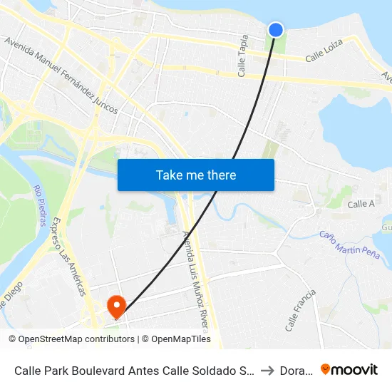 Calle Park Boulevard Antes Calle Soldado Serrano to Dorado map