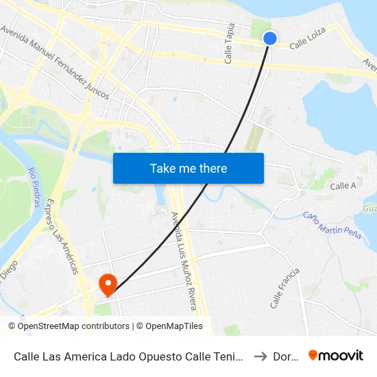 Calle Las America Lado Opuesto Calle Teniente Lavergne to Dorado map