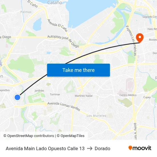 Avenida Main Lado Opuesto Calle 13 to Dorado map