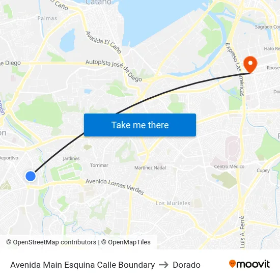 Avenida Main Esquina Calle Boundary to Dorado map