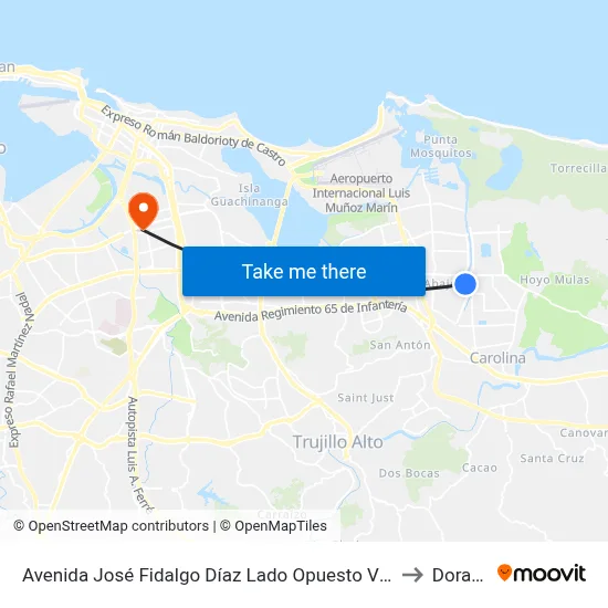 Avenida José Fidalgo Díaz Lado Opuesto Vía 23 to Dorado map