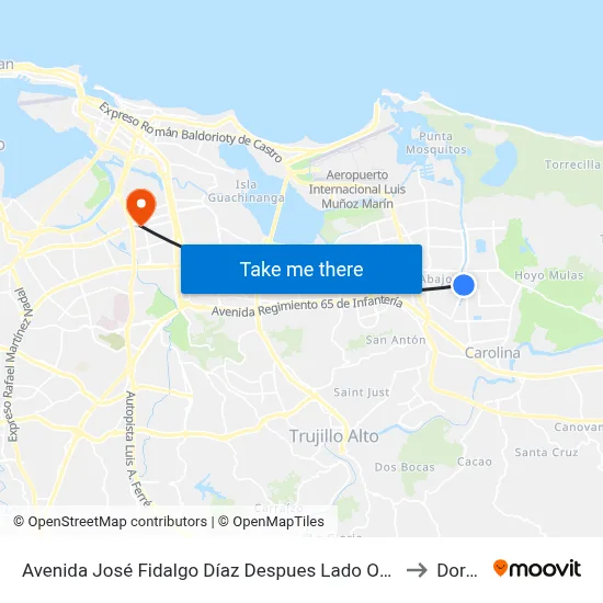 Avenida José Fidalgo Díaz Despues Lado Opuesto Vía 25 to Dorado map