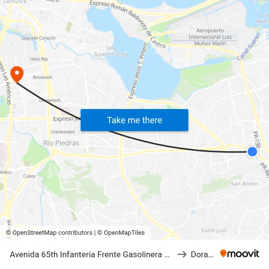 Avenida 65th Infanteria Frente Gasolinera Toral to Dorado map