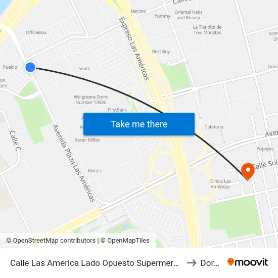 Calle Las America Lado Opuesto Supermercado Econo to Dorado map